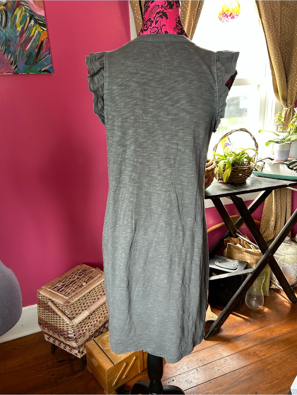 Universal Thread Gray Ruffle Sleeve Midi Dress - Picture 2 of 5